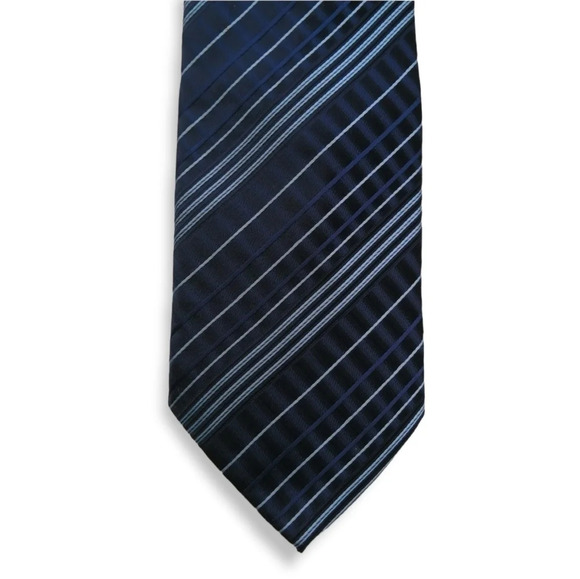Dolce & Gabbana Silk Textured Navy and Blue Striped Tie Classic Luxury - Picture 2 of 15